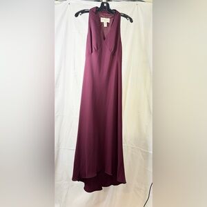 Evan Picone Sleeveless Burgundy Maxi Dress with Beaded Bodice